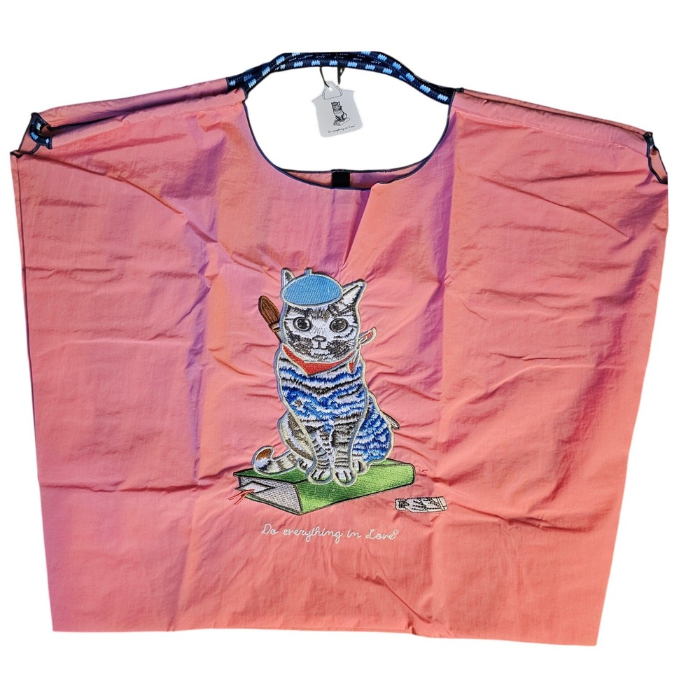 Do‎ Everything in Love Pink Nylon Tote Bag Cat Artist Embroidery Rope Handle NEW